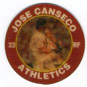1992 Score 7-Eleven Superstar Action Coins #21 Jose Canseco Front