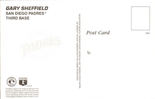 1993 Barry Colla Postcards #1893 Gary Sheffield Back