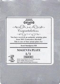 2011 Playoff Contenders - Draft Ticket Printing Plates Magenta #DT18 Scott Snodgress Back