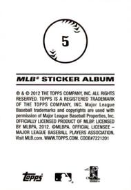 2012 Topps Stickers #5 J.J. Hardy Back