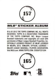 2012 Topps Stickers #157 / 165 Dodgers / Nationals Back