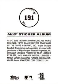 2012 Topps Stickers #191 Cliff Lee Back
