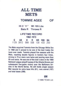 1986 TCMA All-Time New York Mets - Color #6M Tommie Agee Back