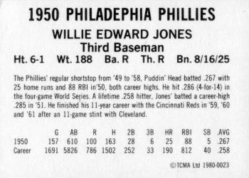 1980 TCMA 1950 Philadelphia Phillies Whiz Kids #0023 Willie Jones Back