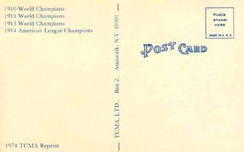 1974 TCMA 1910-14 Philadelphia Athletics Blue Tint #NNO Jack Coombs Back
