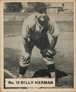 1936 World Wide Gum (V355) #16 Billy Herman Front