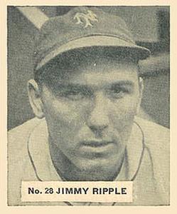 1936 World Wide Gum (V355) #28 Jimmy Ripple Front