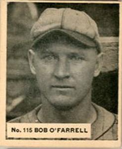 1936 World Wide Gum (V355) #115 Bob O'Farrell Front