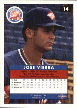 1992-93 Fleer Excel #14 Jose Vierra Back