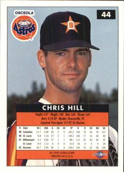 1992-93 Fleer Excel #44 Chris Hill Back