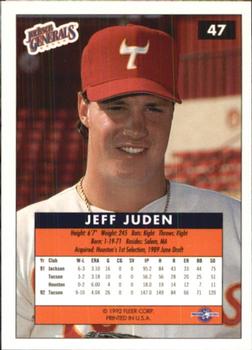 1992-93 Fleer Excel #47 Jeff Juden Back