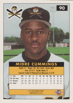 1992-93 Fleer Excel #90 Midre Cummings Back