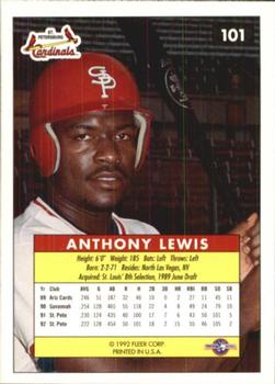 1992-93 Fleer Excel #101 Anthony Lewis Back