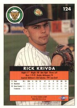 1992-93 Fleer Excel #124 Rick Krivda Back
