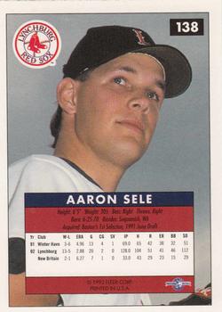 1992-93 Fleer Excel #138 Aaron Sele Back