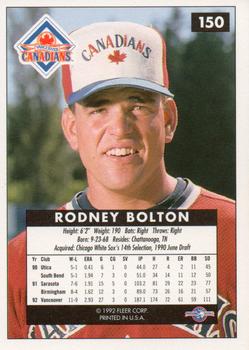 1992-93 Fleer Excel #150 Rodney Bolton Back