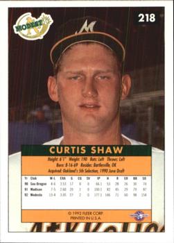 1992-93 Fleer Excel #218 Curtis Shaw Back