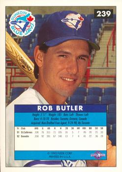 1992-93 Fleer Excel #239 Rob Butler Back