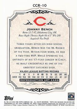 2012 Topps Museum Collection - Canvas Collection #CCR-10 Johnny Bench Back