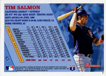 1996 Bowman #43 Tim Salmon Back