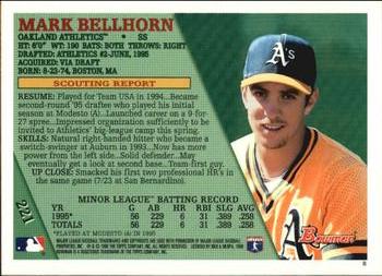 1996 Bowman #221 Mark Bellhorn Back