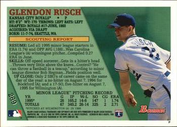 1996 Bowman #289 Glendon Rusch Back