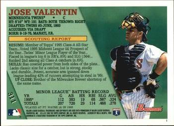 1996 Bowman #311 Jose Valentin Back
