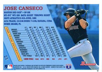1996 Bowman #23 Jose Canseco Back