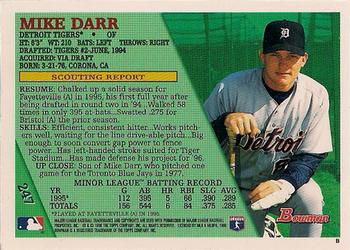 1996 Bowman #247 Mike Darr Back