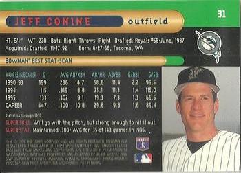 1996 Bowman's Best #31 Jeff Conine Back