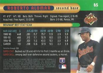 1996 Bowman's Best #65 Roberto Alomar Back