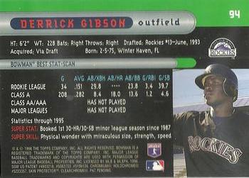 1996 Bowman's Best #94 Derrick Gibson Back