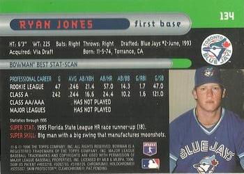1996 Bowman's Best #134 Ryan Jones Back