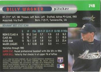 1996 Bowman's Best #148 Billy Wagner Back