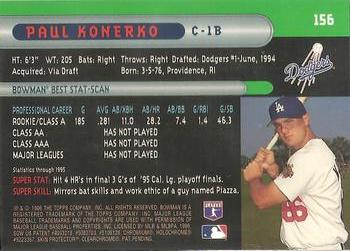 1996 Bowman's Best #156 Paul Konerko Back