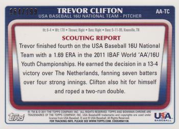 2011 Bowman Draft Picks & Prospects - Chrome 16U USA National Team Autographs Refractors #AA-TC Trevor Clifton Back