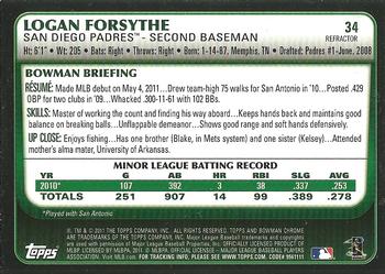 2011 Bowman Draft Picks & Prospects - Chrome Refractors #34 Logan Forsythe Back