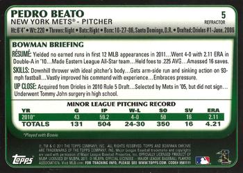 2011 Bowman Draft Picks & Prospects - Chrome Refractors #5 Pedro Beato Back