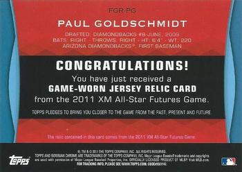 2011 Bowman Draft Picks & Prospects - Futures Game Relics #FGR-PG Paul Goldschmidt Back