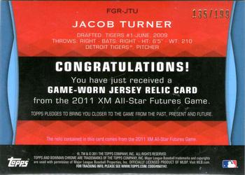 2011 Bowman Draft Picks & Prospects - Futures Game Relics Blue #FGR-JTU Jacob Turner Back