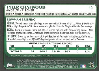 2011 Bowman Draft Picks & Prospects - Gold #10 Tyler Chatwood Back