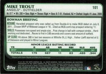 2011 Bowman Draft Picks & Prospects - Gold #101 Mike Trout Back