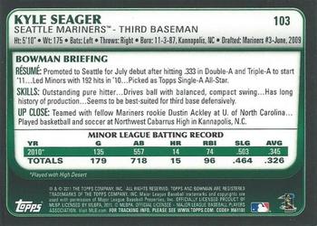 2011 Bowman Draft Picks & Prospects - Gold #103 Kyle Seager Back