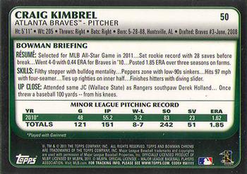 2011 Bowman Draft Picks & Prospects - Chrome #50 Craig Kimbrel Back