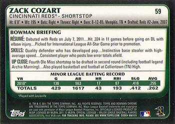 2011 Bowman Draft Picks & Prospects - Chrome #59 Zack Cozart Back