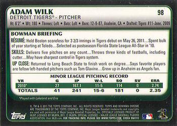 2011 Bowman Draft Picks & Prospects - Chrome #98 Adam Wilk Back