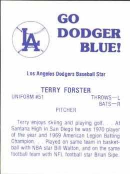 1979 Los Angeles Dodgers Go Dodger Blue! #NNO Terry Forster Back