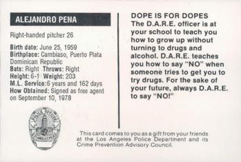 1989 Los Angeles Dodgers Police #NNO Alejandro Pena Back