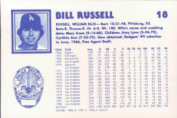 1983 Los Angeles Dodgers Police #NNO Bill Russell Back