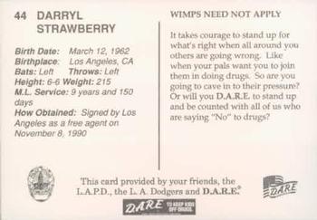 1993 Los Angeles Dodgers Police #NNO Darryl Strawberry Back